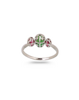 Diopside & Pink Tourmaline 18K White Gold Ring
