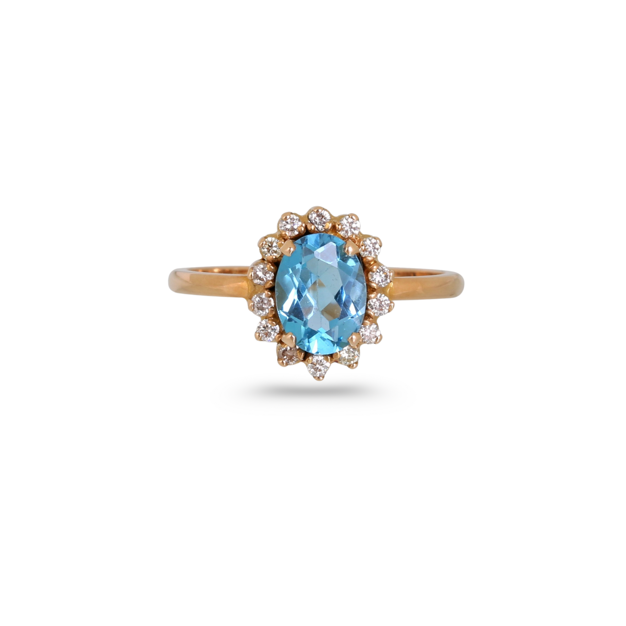 Blue Topaz and Diamond 18K Gold Ring