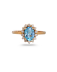 Blue Topaz and Diamond 18K Gold Ring