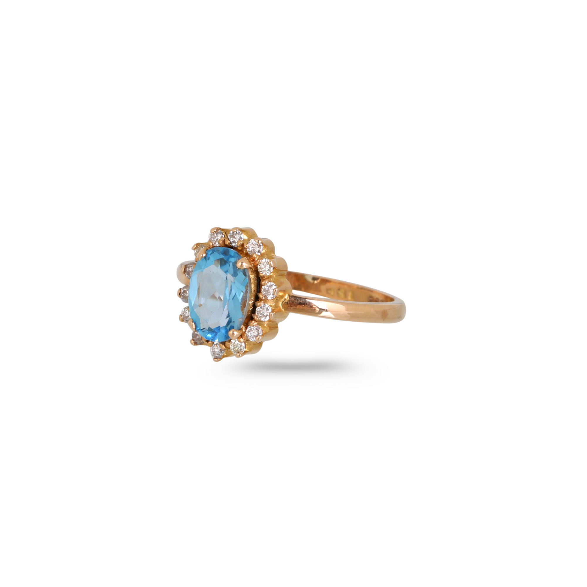 Blue Topaz and Diamond 18K Gold Ring