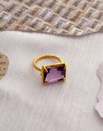 Amethyst Gold Finish Sterling Silver Romantic Ring