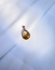 Rutile Quartz Oval 18K Gold Pendant