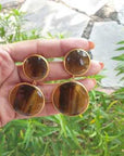 Charismatic Tiger Eye and 18k Gold Plated Silver Earrings