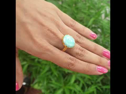 Amazonite Gold Plated Silver Ring