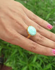 Amazonite Gold Plated Silver Ring