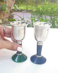 Green Jade silver long candle holder
