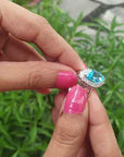 Blue topaz marquise-cut ring