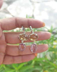 silver colorstone earrings