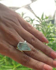 Stunning Aqua pentagon shaped 925 silver Ring