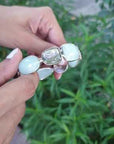Abalone & aquamarine openable 925 Silver bangle