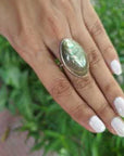 Oval shape Abalone silver ring
