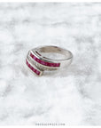 Charismatic Ruby & Diamond Silver 925 Ring