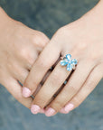 silver ring, sterling silver ring, blue topaz ring, buy blue topaz jewelry, multi color ring, fancy ring, gemstone ring