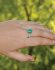 Voluptuous oval-shaped aventurine silver ring