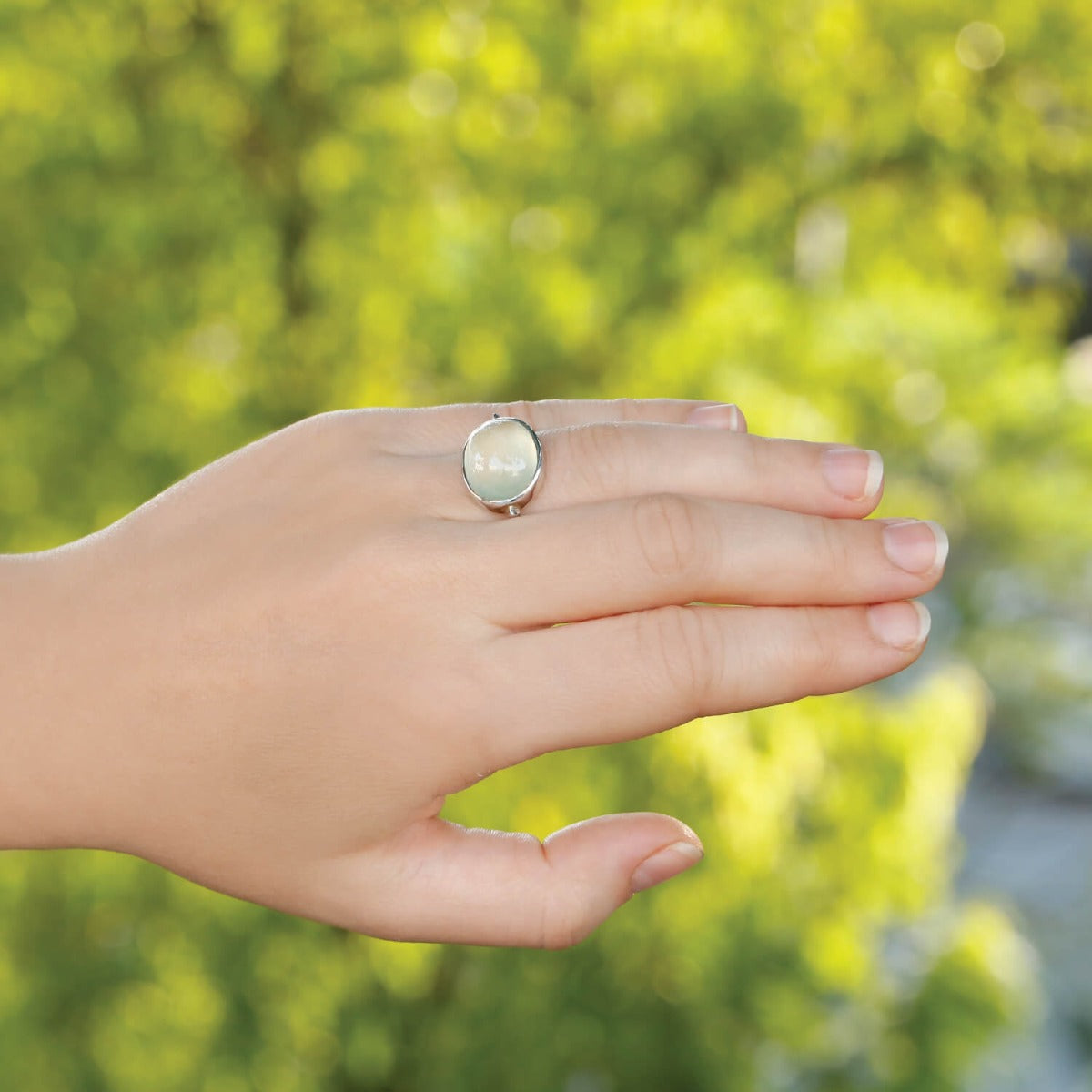 Resplendent Prehnite Silver 925 Ring