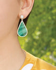 Erratic pearl and malachite earrings