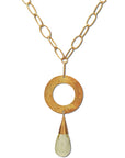 Silver necklace with Lemon Citrine drop in 18 K gold plating