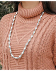 Silver Beads With Green Thread Artisan Necklace