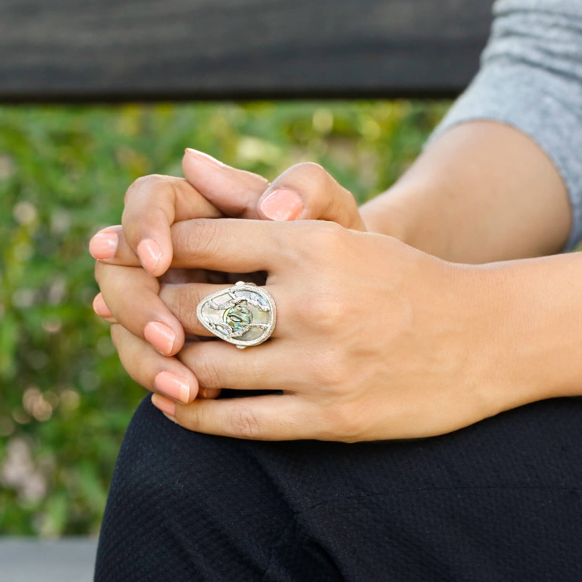 abalone ring, buy silver ring, sterling silver ring, gemstone ring, buy silver ring, buy gemstone jewelry, buy jewelry online, abalone jewelry, reticulated jewelry