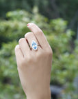 Blue topaz marquise-cut ring