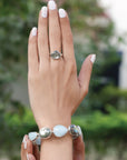 Abalone & aquamarine openable 925 Silver bangle