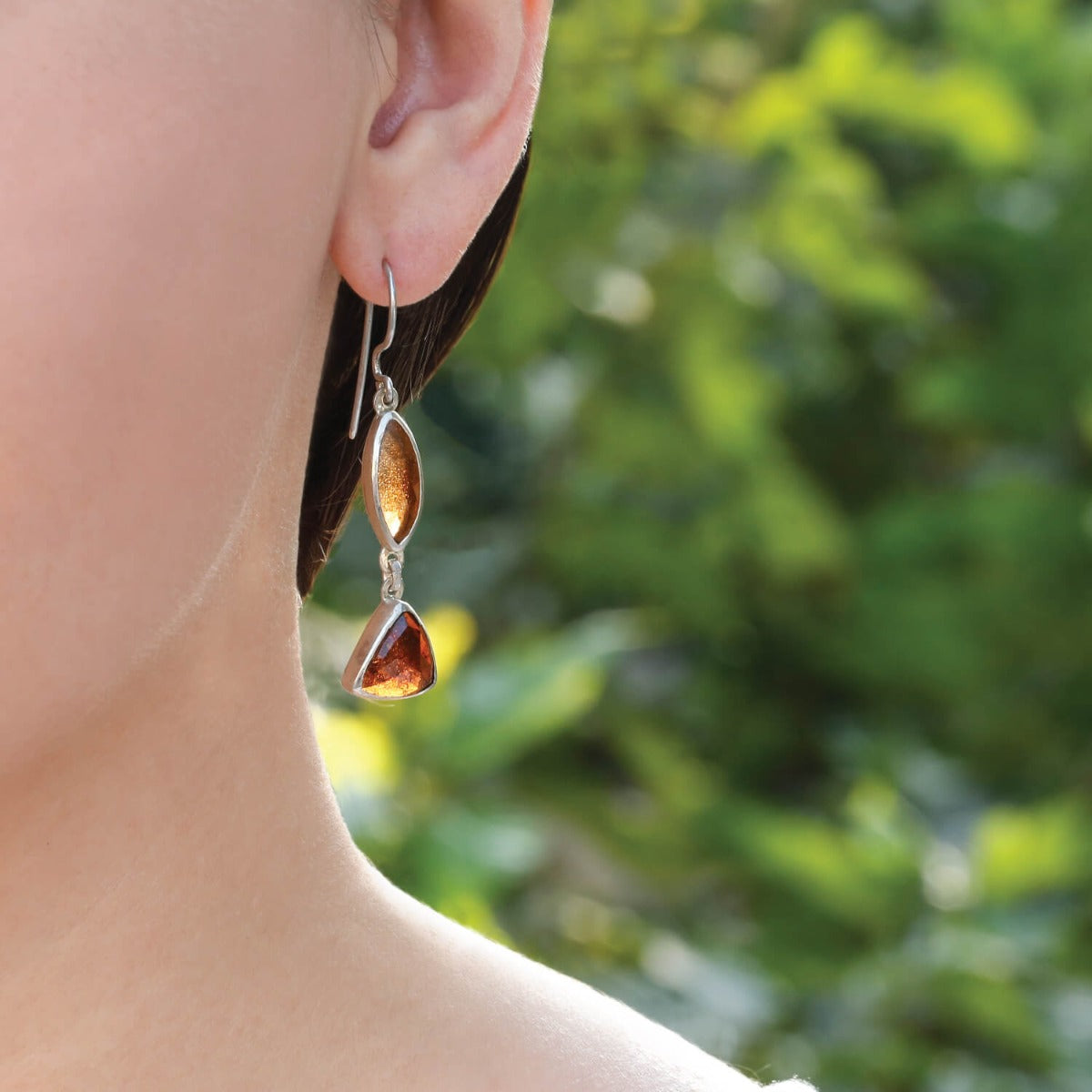 Garnet and Silver 925 Earrings