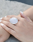 silver ring, sterling silver ring, chalcedony ring, silver chalcedony ring, blue ring, silver blue ring, blue silver ring, oval ring, blue oval ring
