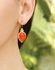 carnelian earrings, pearl earrings, silver pearl earrings, gold plated silver carnelian & pearl earrings, orange earrings, white earrings, silver orange earrings