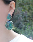 Big Emerald Stones and Silver 925 Earrings