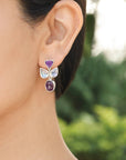 silver earrings, sterling silver earrings, moonstone earrings, silver moonstone earrings, white earrings, silver white earrings, white silver earrings, amethyst earrings, wings earrings, purple earrings , blue & purple earrings
