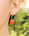 silver earrings, sterling silver earrings, carnelian earrings, carnelian silver earrings, orange earrings, orange silver earrings, silver orange earrings, oval earrings, silver oval earrings