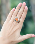Oval shape ring, carnelian ring, sterling silver ring, gemstone ring, shiny ring, orange ring, red ring