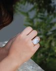 silver ring, sterling silver ring, chalcedony ring, silver ring, silver chalcedony ring, blue ring, silver blue ring, blue silver ring, rectangle ring, blue rectangle ring