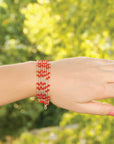 silver bracelet, sterling silver bracelet, carnelian bracelet, carnelian silver bracelet, orange bracelet, orange silver bracelet, silver orange bracelet, carnelian beads bracelet, 7 line bracelet, 7 line beads bracelet, orange beads bracelet, silver ora