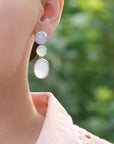 silver earrings, sterling silver earrings, chalcedony earrings , silver chalcedony earrings , blue earrings , silver blue earrings , blue silver earrings, purple earrings, , silver purple earrings, oval earrings, pink & purple silver earrings