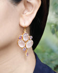 Entrancing rose quartz & amethyst gold plated 925 silver earrings