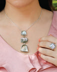 Colorful abalone shell trio necklace
