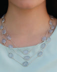 silver necklace, sterling silver necklace, chalcedony necklace, silver, silver blue necklace, blue necklace,