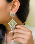 Kalaanjali Handpainted Miniature Art Silver Earrings