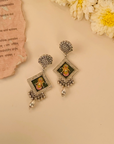 Kalaanjali Handpainted Miniature Art Silver Earrings