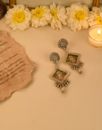 Kalaanjali Handpainted Miniature Art Silver Earrings