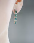 Silver Earrings with Emerald and Diamond Bow