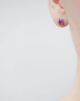 Silver Earrings with Oval Ruby