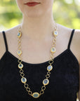 Gold Plated Silver Necklace with Faceted Aquamarine
