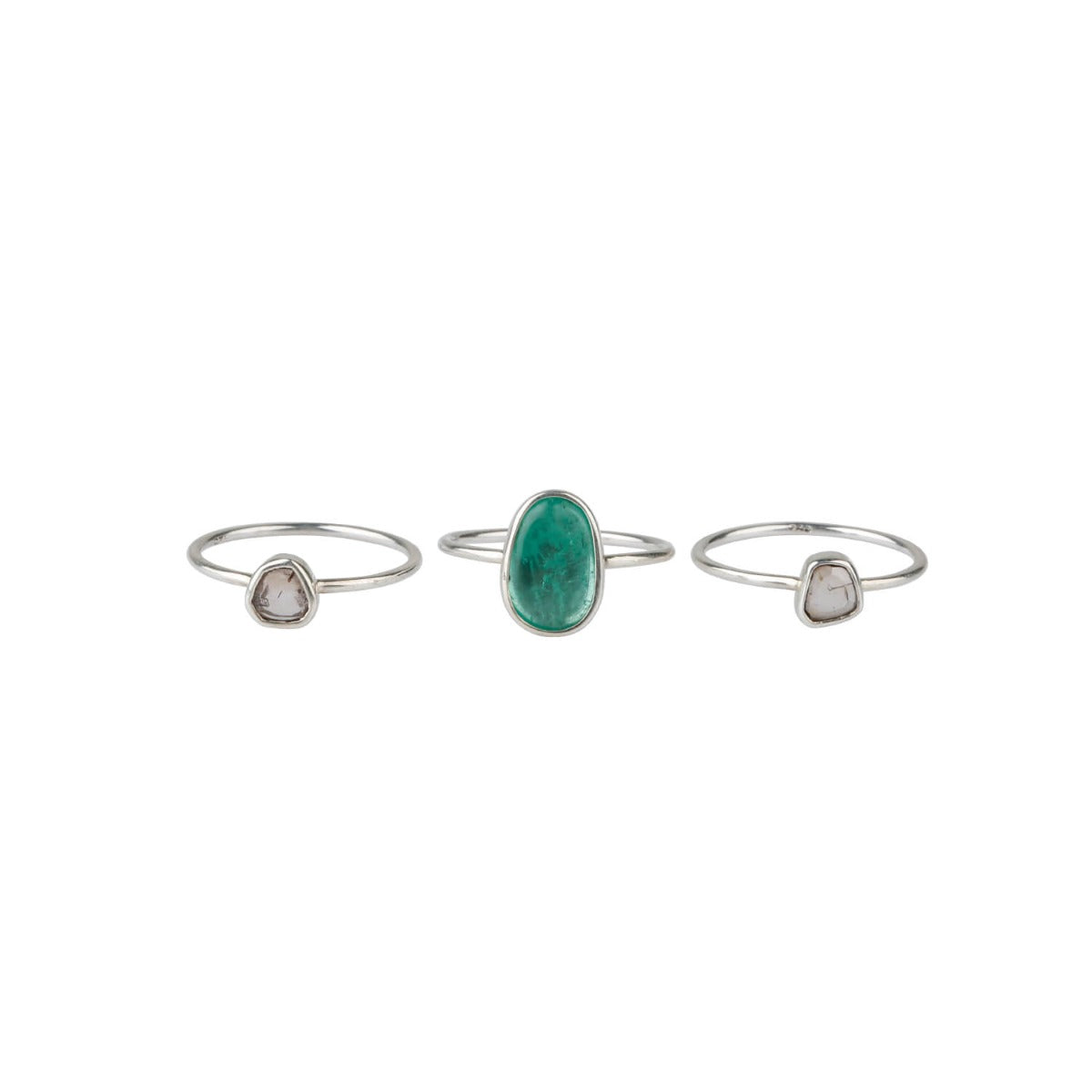 emerald silver ring