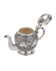 Elephant carving silver tea pot