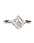 Square Diamond Sterling Silver 925 Ring