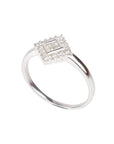 Square Diamond Sterling Silver 925 Ring