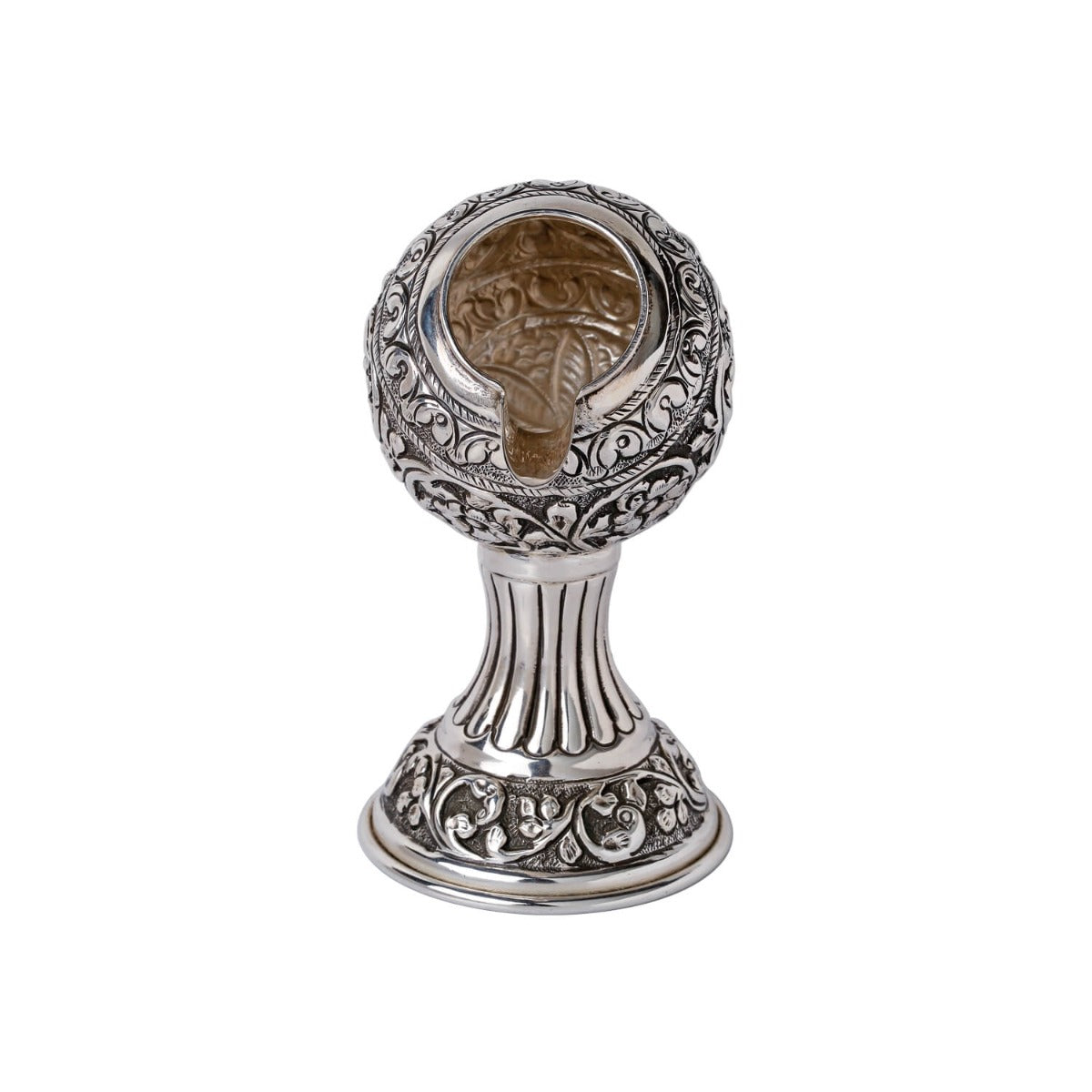 Antique silver floral pot ashtray