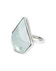 Stunning Aqua pentagon shaped 925 silver Ring